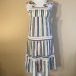 NWT! Girls Tilt Off White Aqua Purple Striped Boho Dress Small 7 - 8